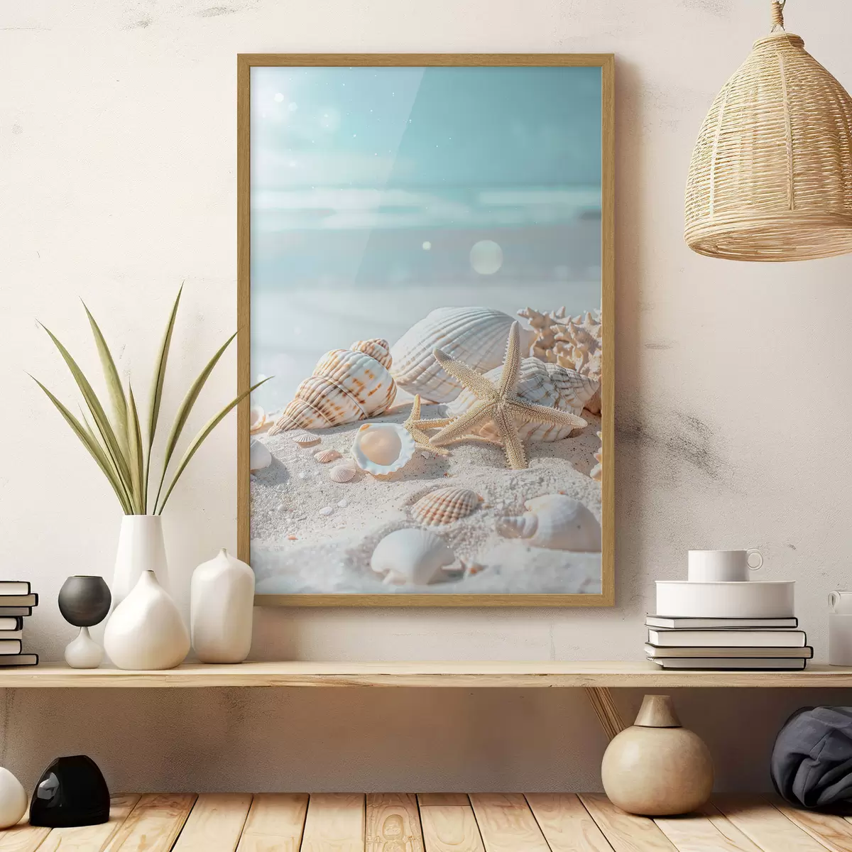 Poster Muscheln auf dem Sand f39221