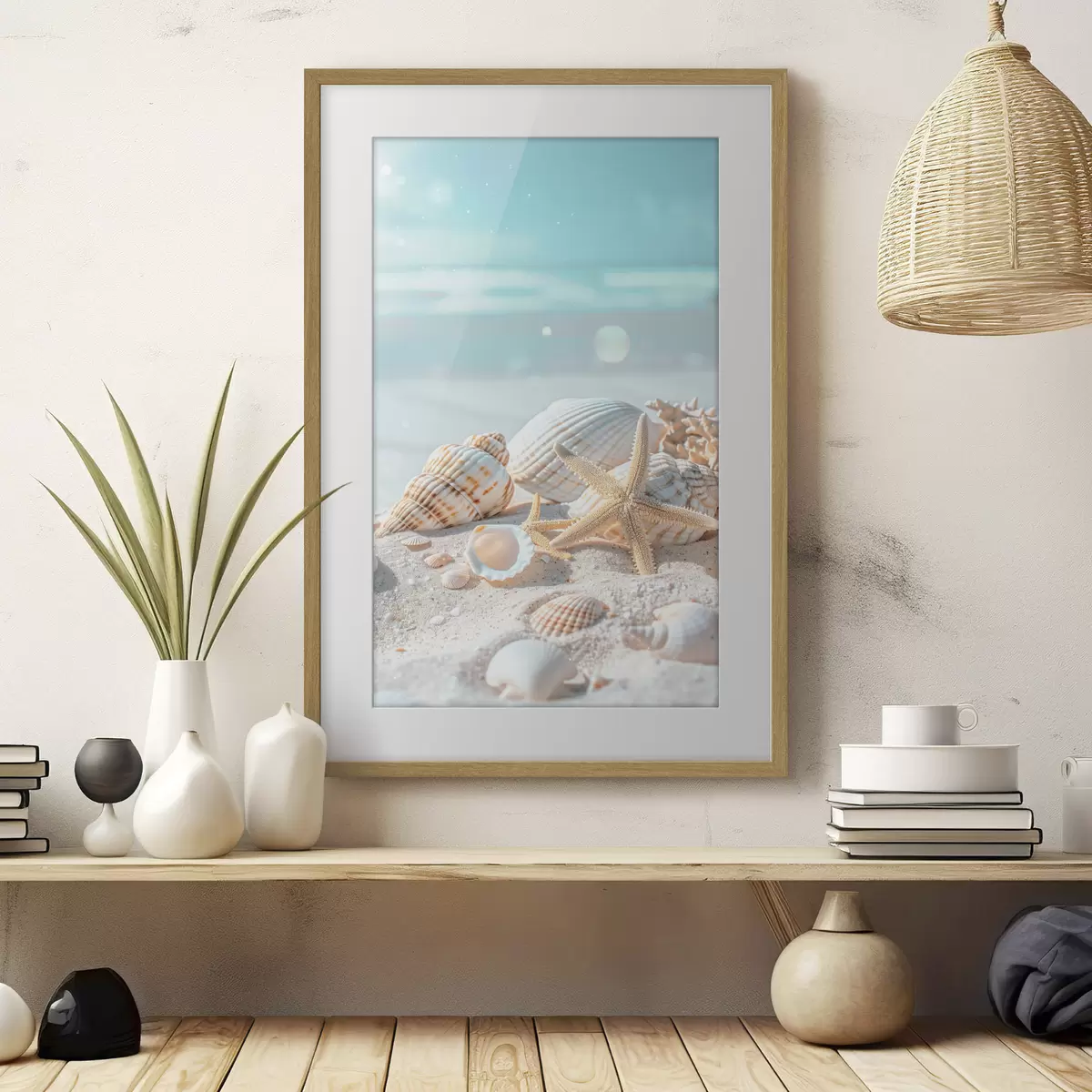 Poster Muscheln auf dem Sand f39221
