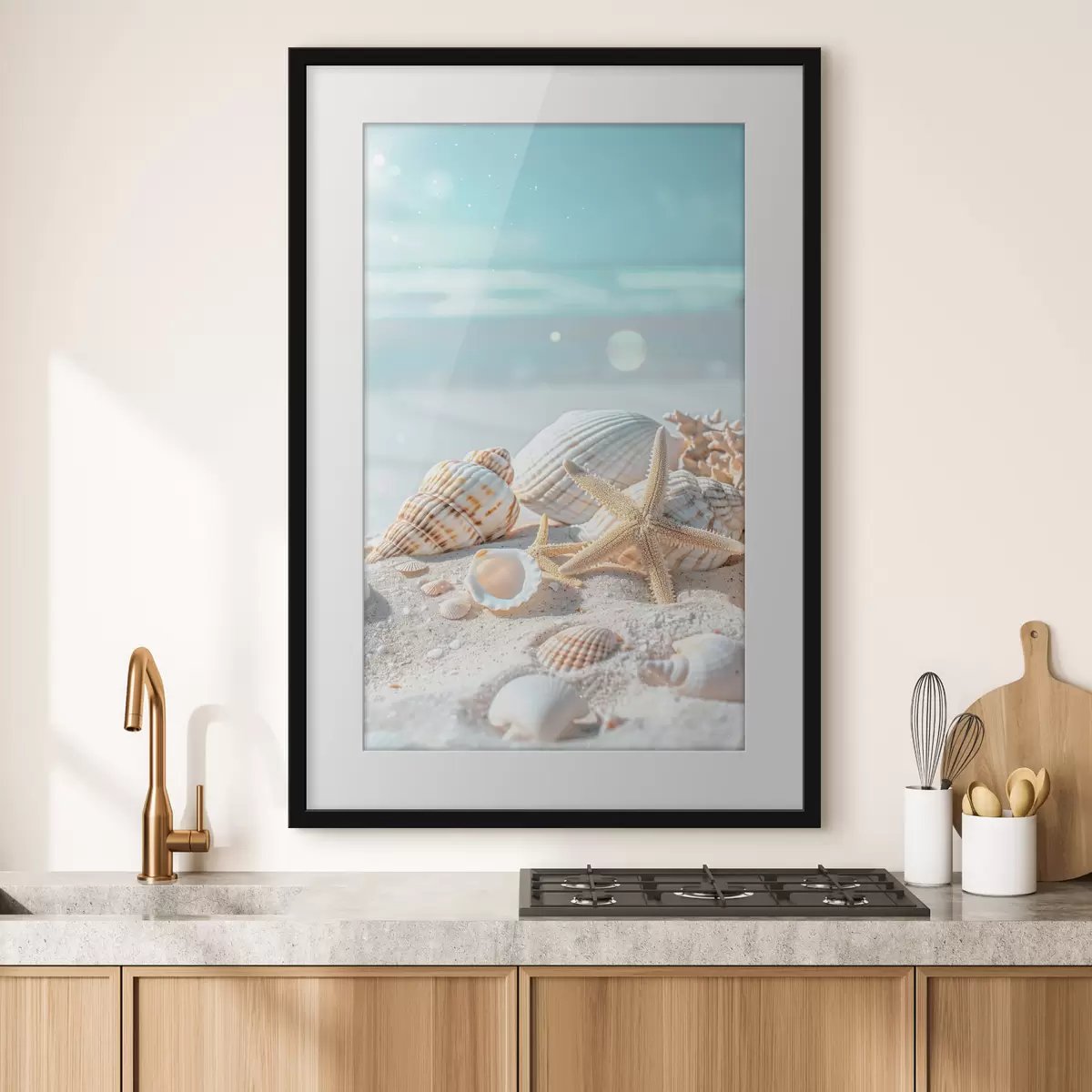 Poster Muscheln auf dem Sand f39221