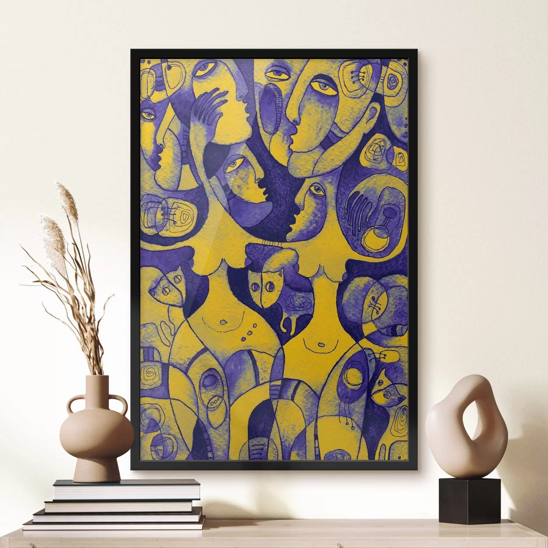 Fototapete Bunte Gesichter in abstrakten expressionistischen Kunstwerken f37829
