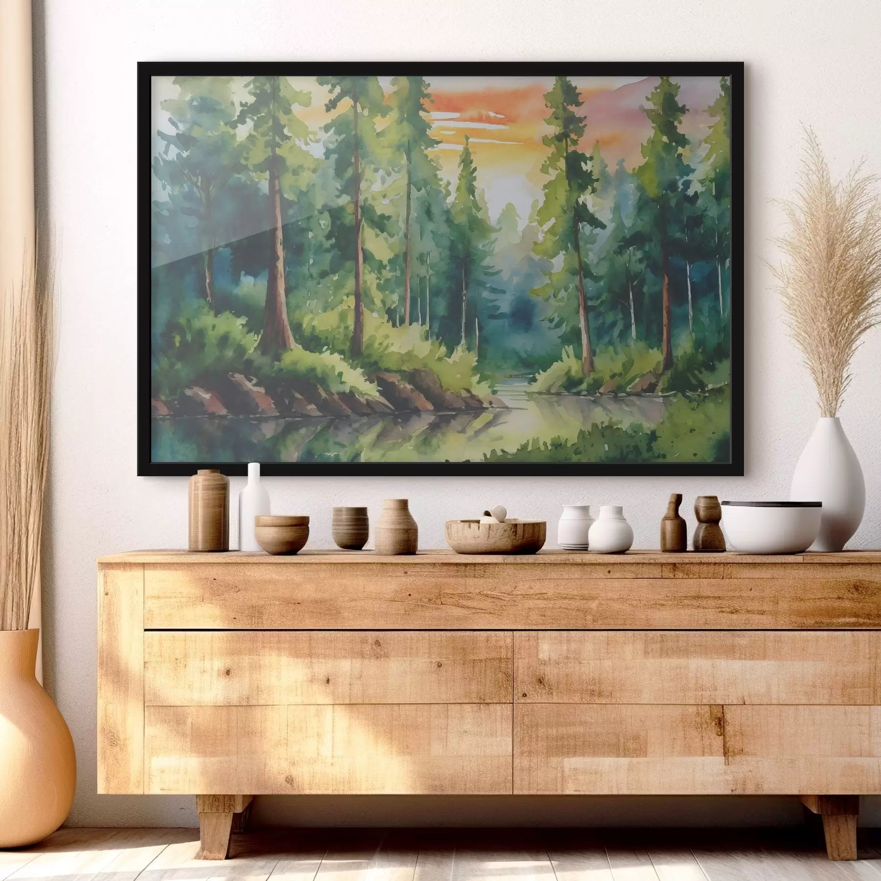 Fototapete Ruhiger Wald am ruhigen Fluss f37948