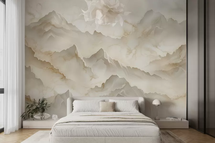 Fototapete Gebirgslandschaft mit zahlreichen Felsen im sanften Onyx-Stil w01279