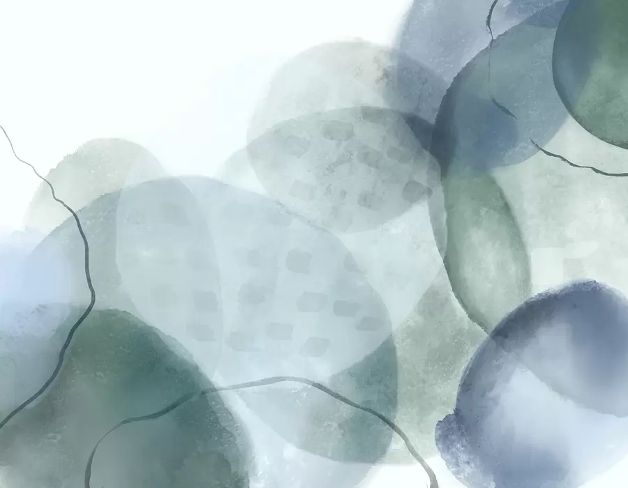 Fototapete Weiche, abstrakte Aquarellformen in Blau-, Grün- und Weißtönen w07926