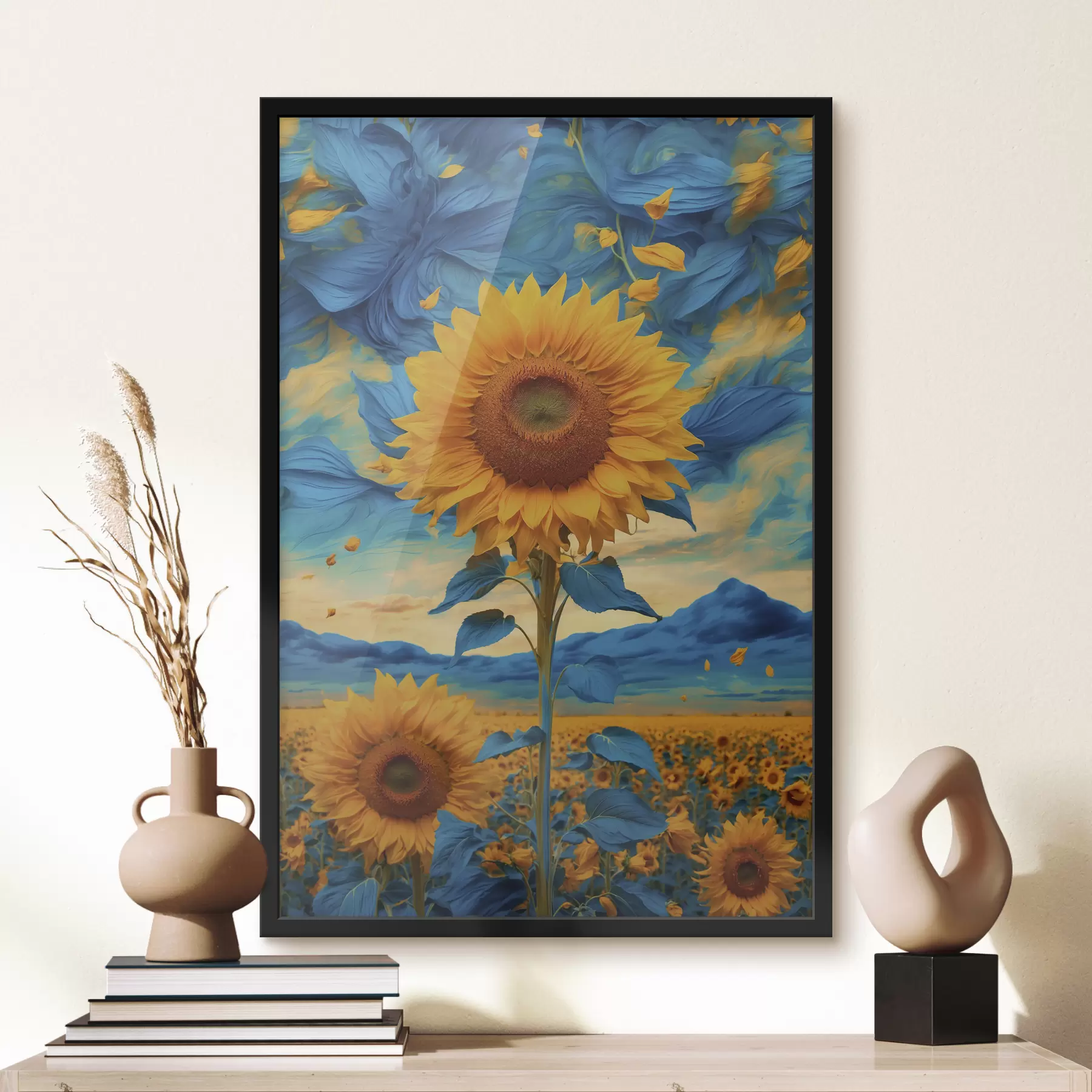 Fototapete Feld von Sonnenblumen über abstrakten Himmel f39367