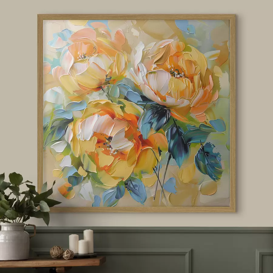 Fototapete Lebendige Blüten mit reichen Texturen in einer farbenfrohen abstrakten Komposition f39460