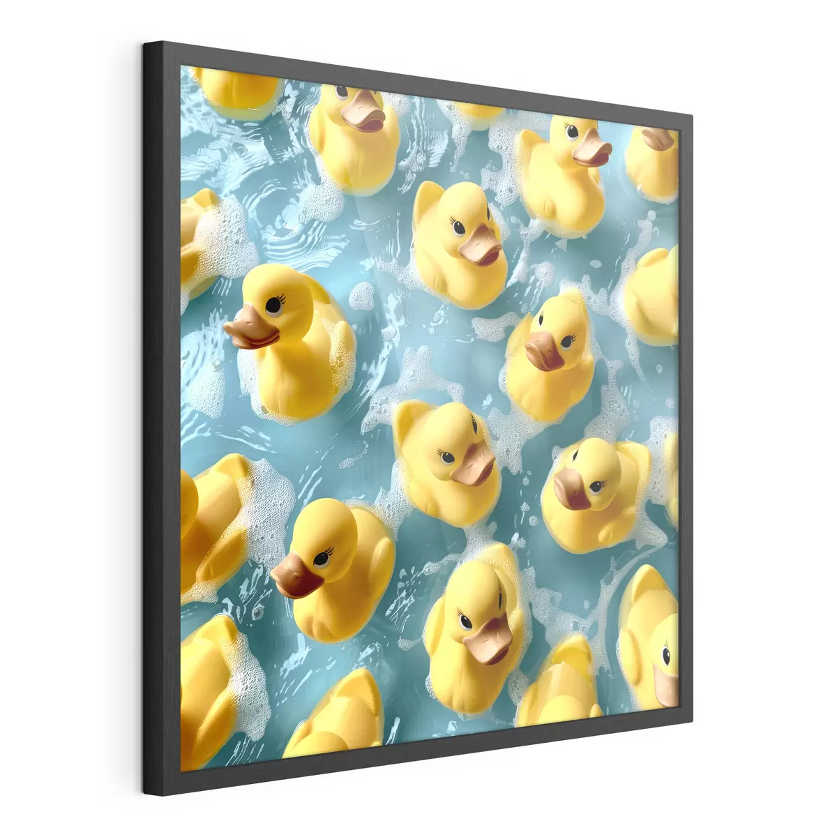 Poster Realistische Gummienten, die im Wasser schwimmen f39469