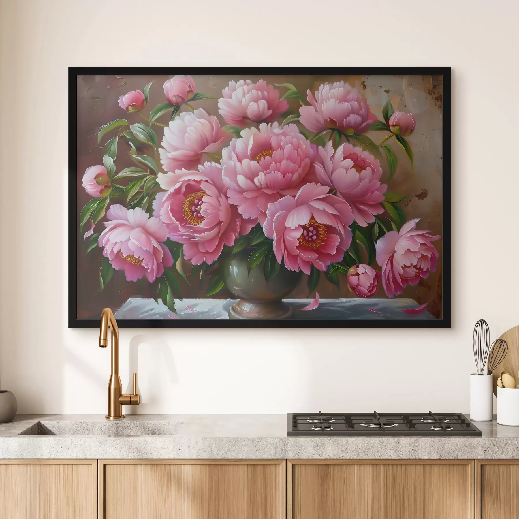 Fototapete Rosa Pfingstrosen in einer Vase f39549