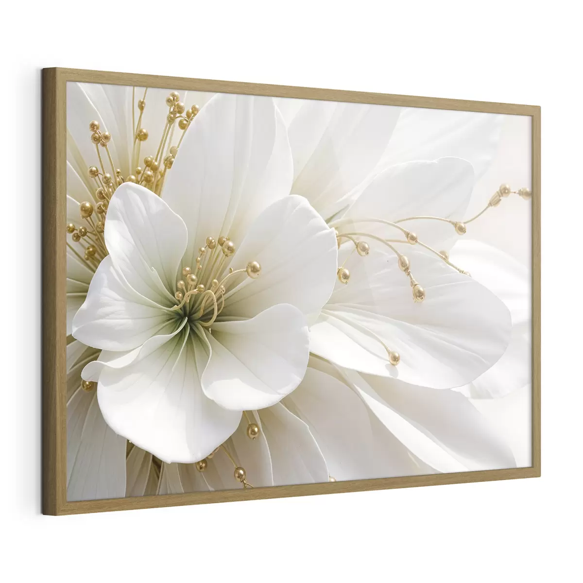 Poster Eine Nahaufnahme einer großen weißen Blume mit zarten Blütenblättern f39507