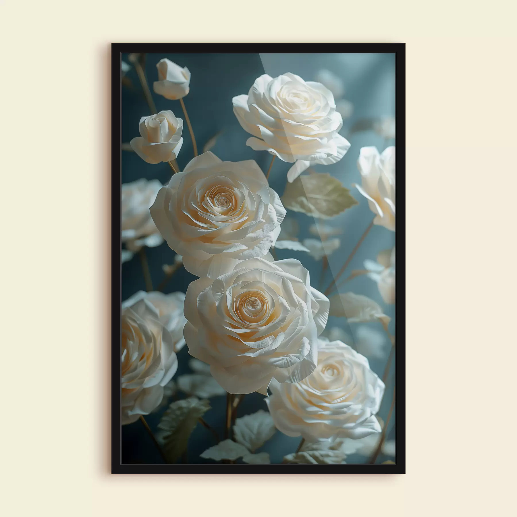 Fototapete Foto von riesigen weißen Papierrosen f39645