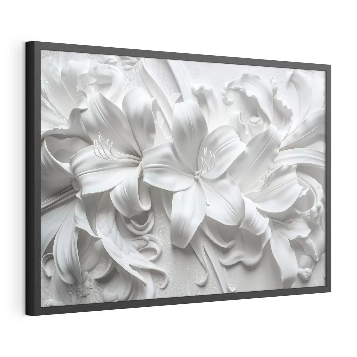Poster Weißes 3D-Relief aus geformten Lilien f39654