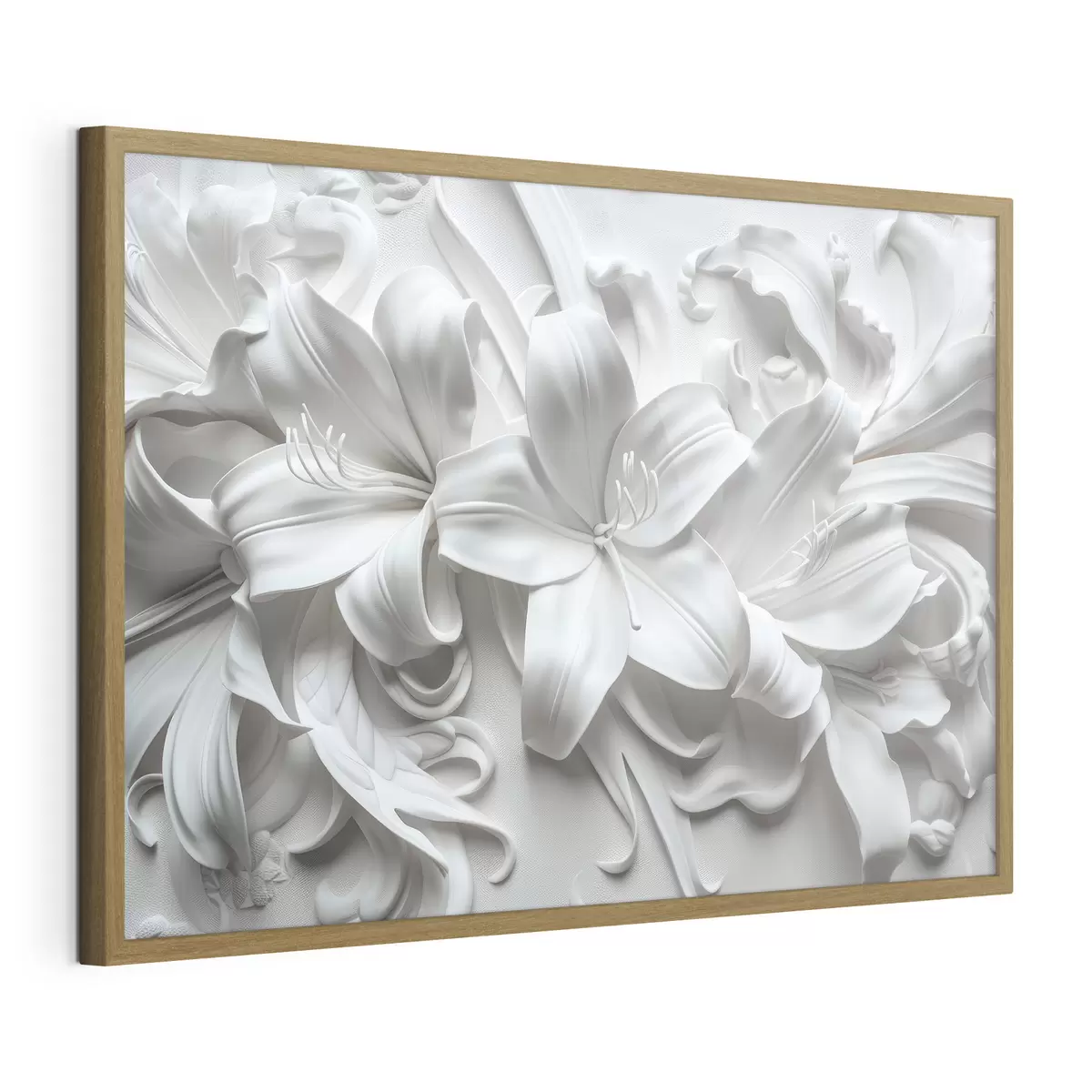 Poster Weißes 3D-Relief aus geformten Lilien f39654