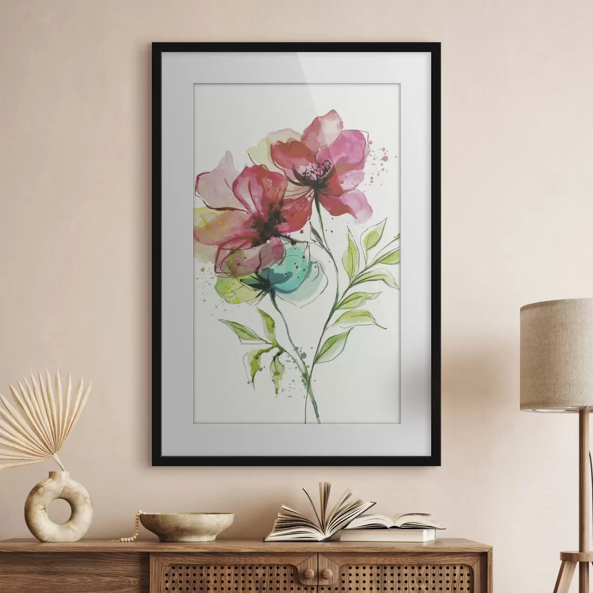 Poster Sanfte Aquarellblumen f39767