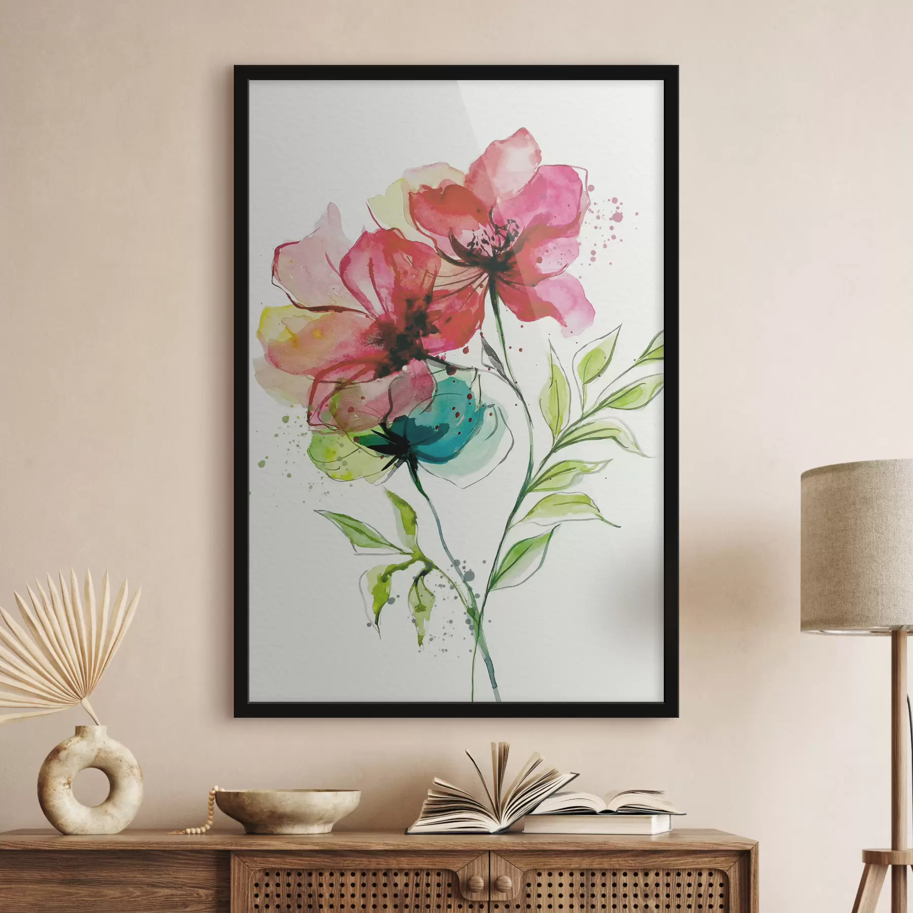 Fototapete Sanfte Aquarellblumen f39767