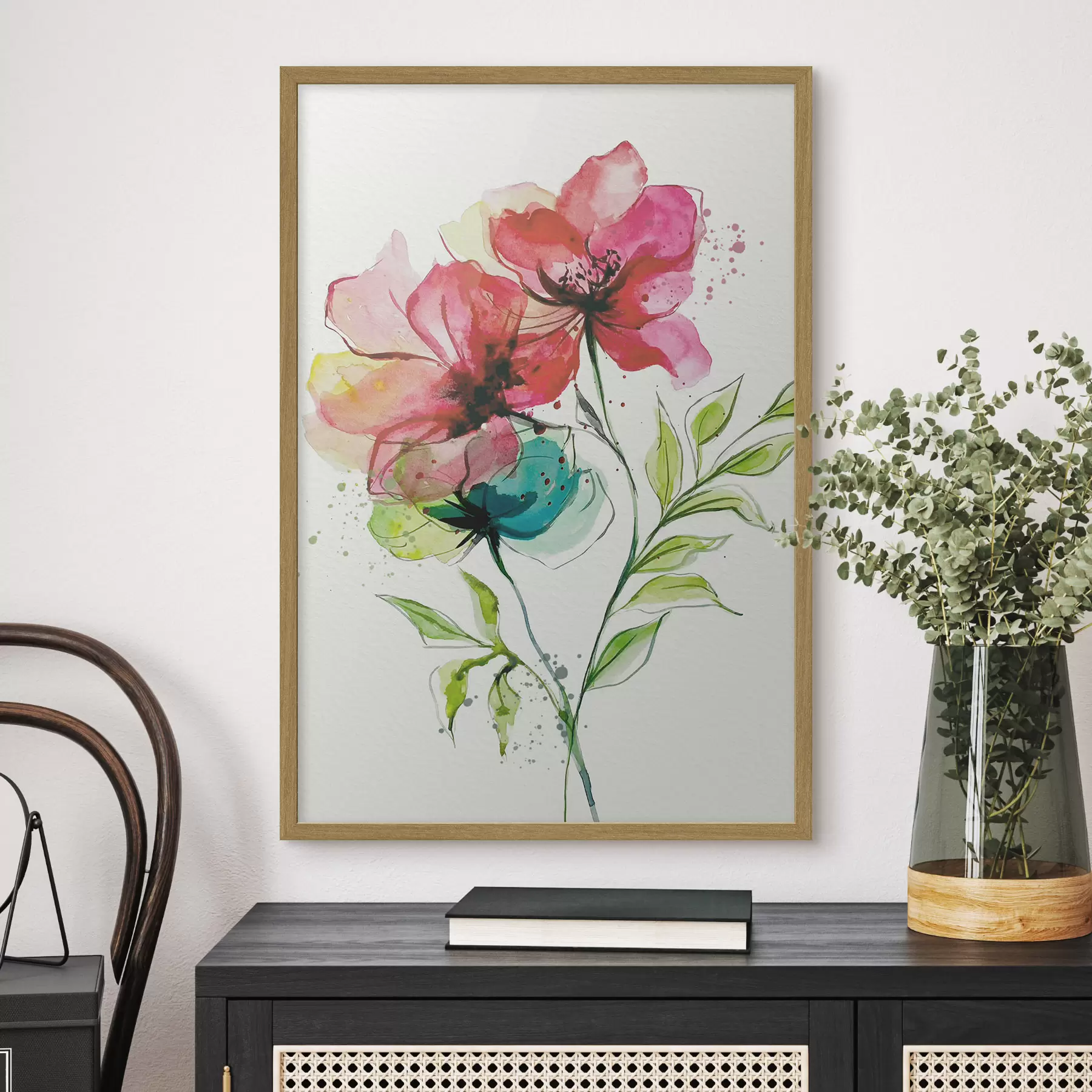Fototapete Sanfte Aquarellblumen f39767