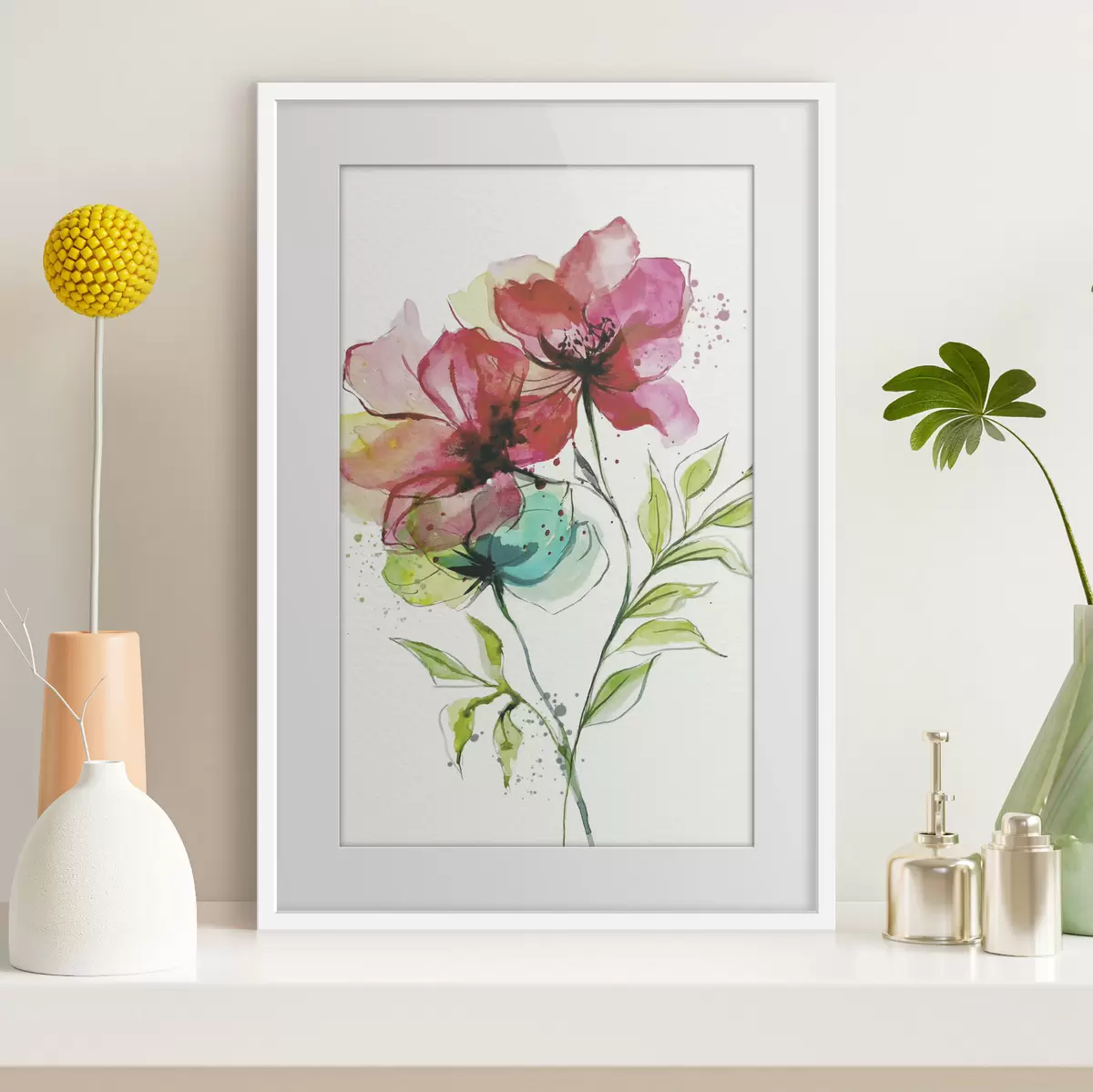 Poster Sanfte Aquarellblumen f39767