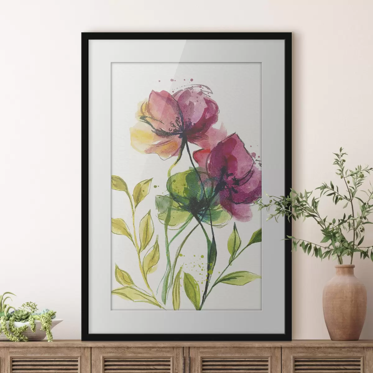 Poster Wunderschöne Aquarellblumen f39768