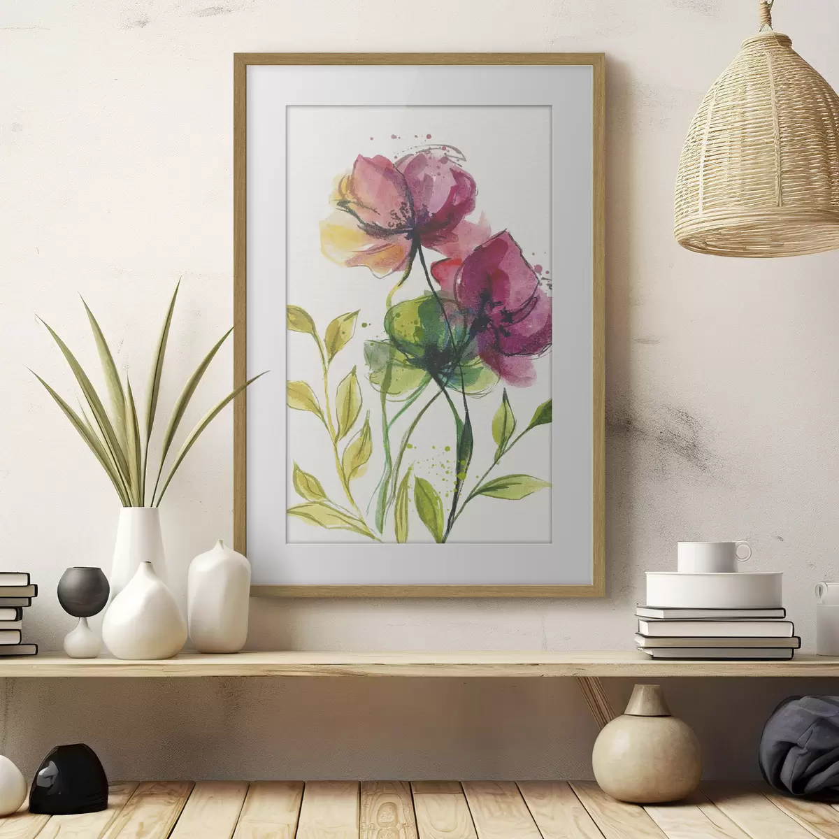 Poster Wunderschöne Aquarellblumen f39768