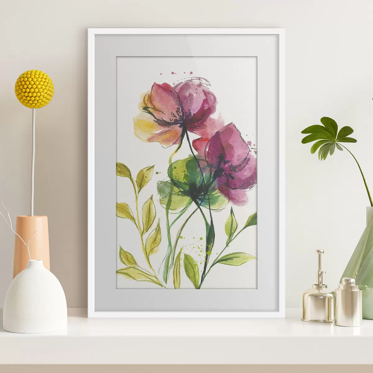 Poster Wunderschöne Aquarellblumen f39768