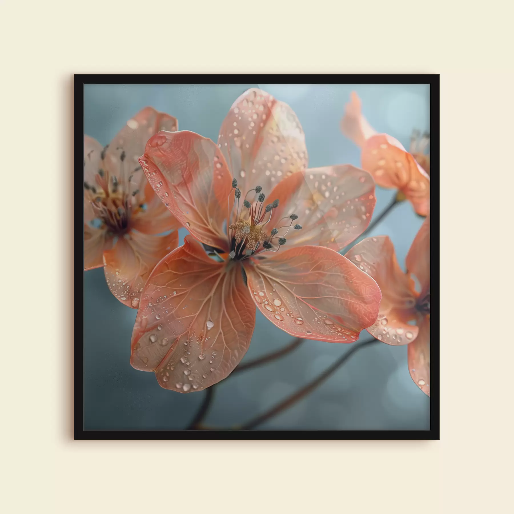 Fototapete Schöne Lilienblume mit Tautropfen auf Bokeh-Hintergrund f39755