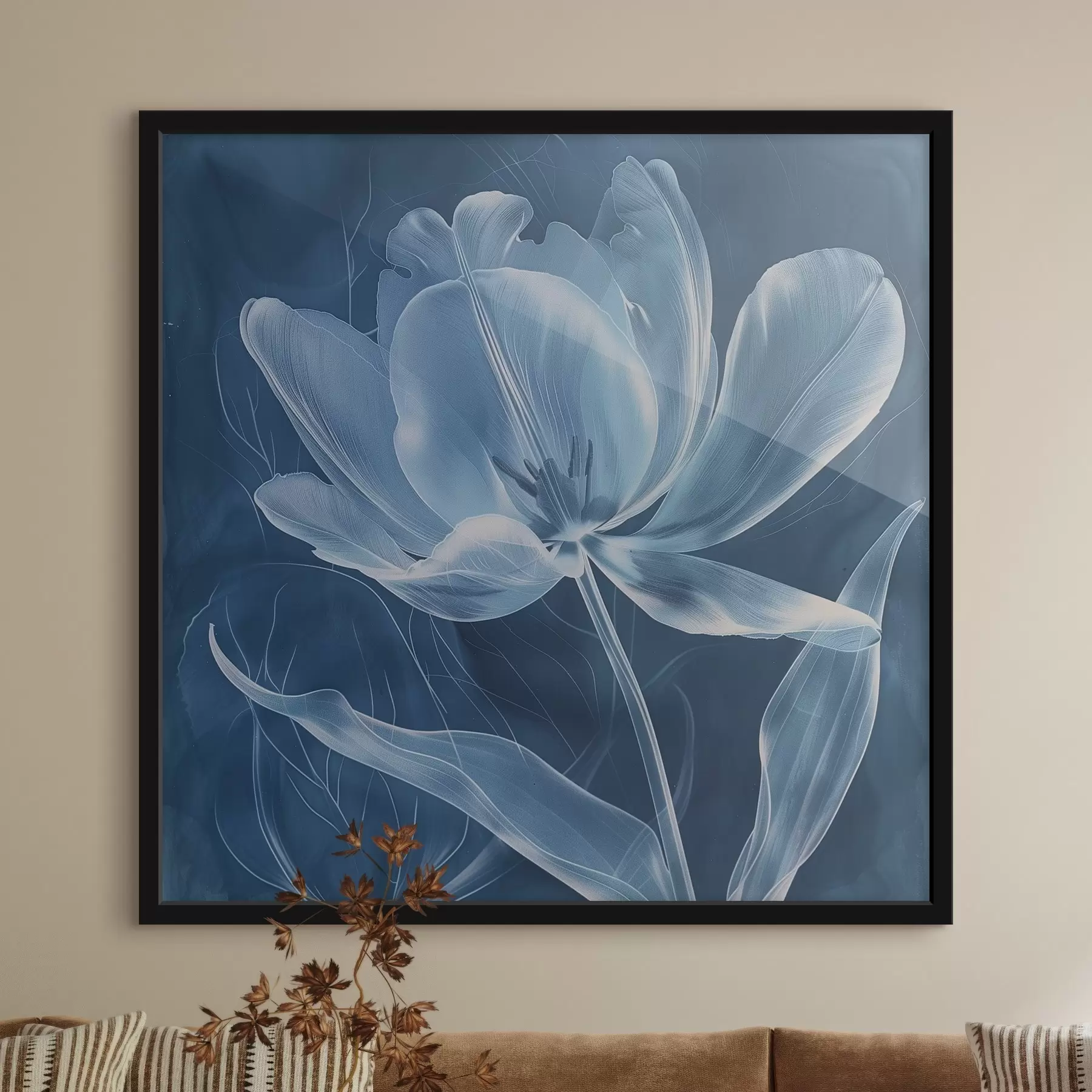 Fototapete Abstrakte Blume auf blauem Hintergrund f39234