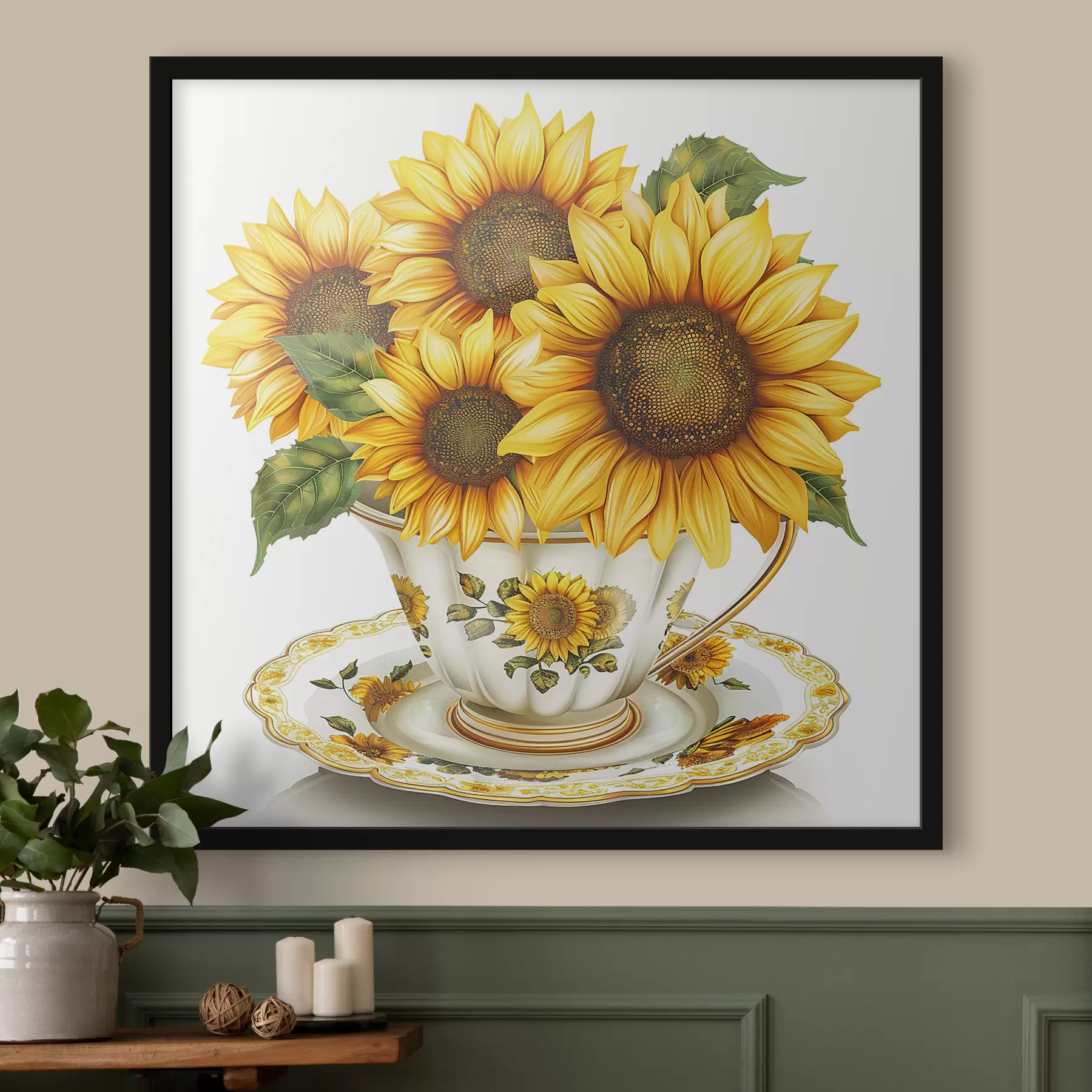 Fototapete Sonnenblumen in einer Tasse f39241