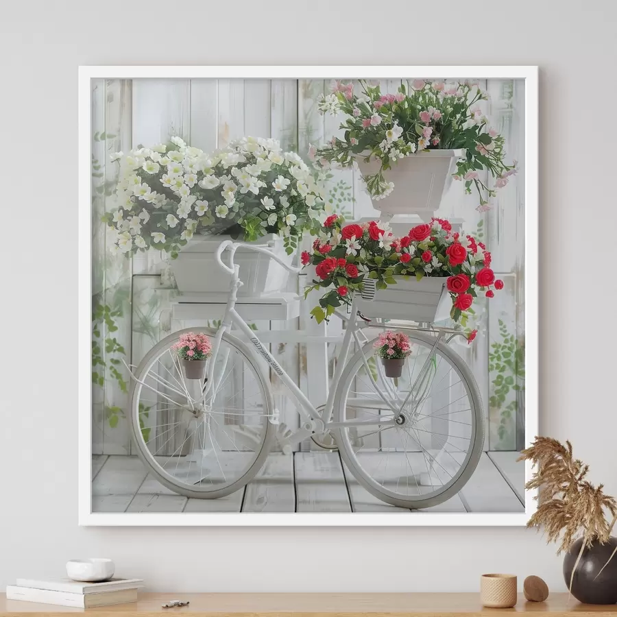 Fototapete Fahrrad und Blumenkorb im provenzalischen Stil f39242