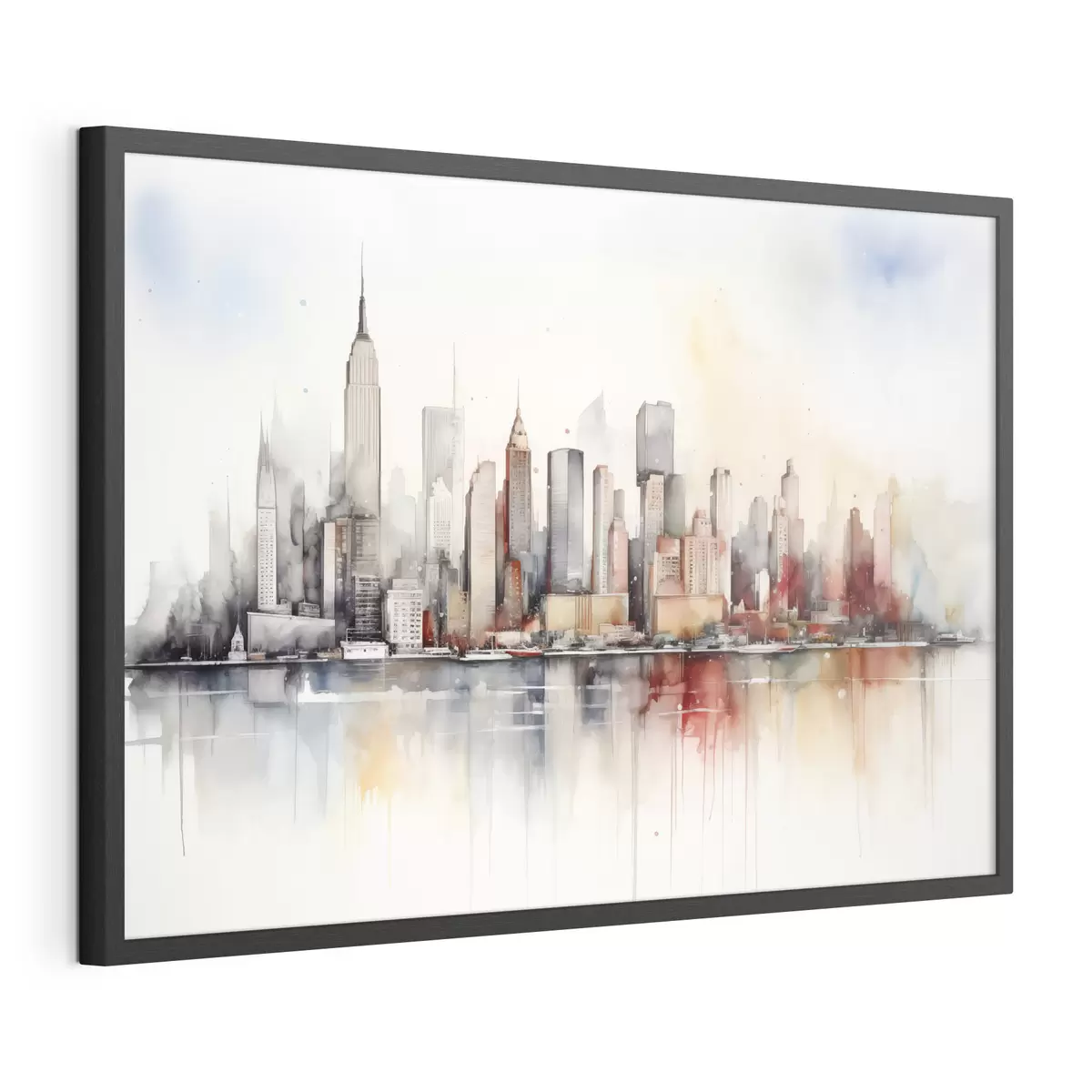 Poster Blick auf New York City, Gebäudesilhouetten, Aquarell f39828