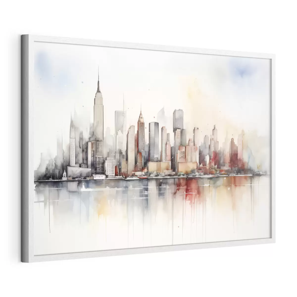 Poster Blick auf New York City, Gebäudesilhouetten, Aquarell f39828