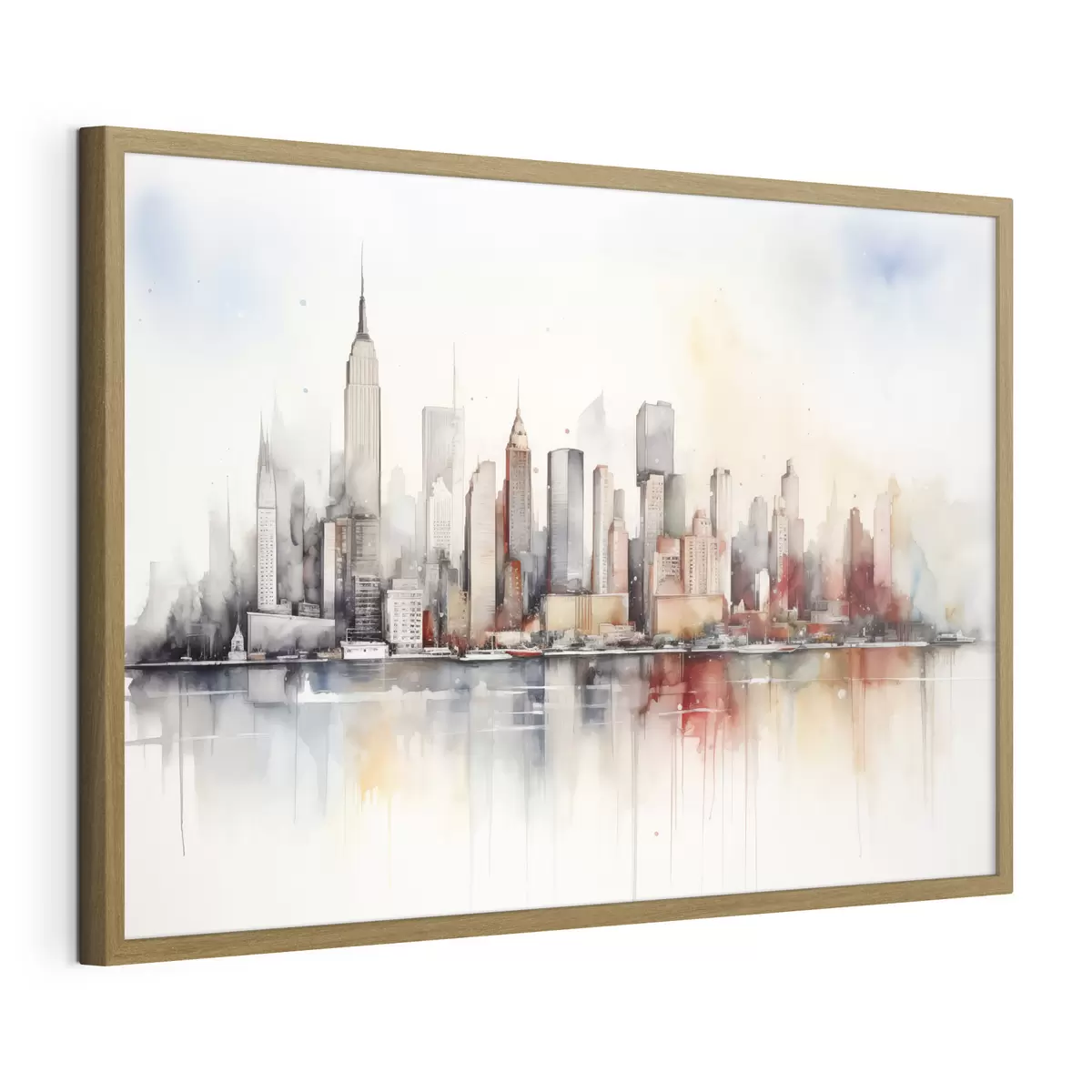 Poster Blick auf New York City, Gebäudesilhouetten, Aquarell f39828