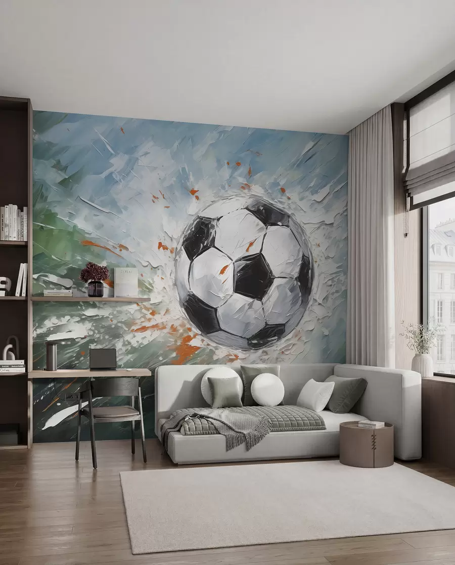 Fototapete Fußball fliegen Ölgemälde abstrakte Kunst w08117