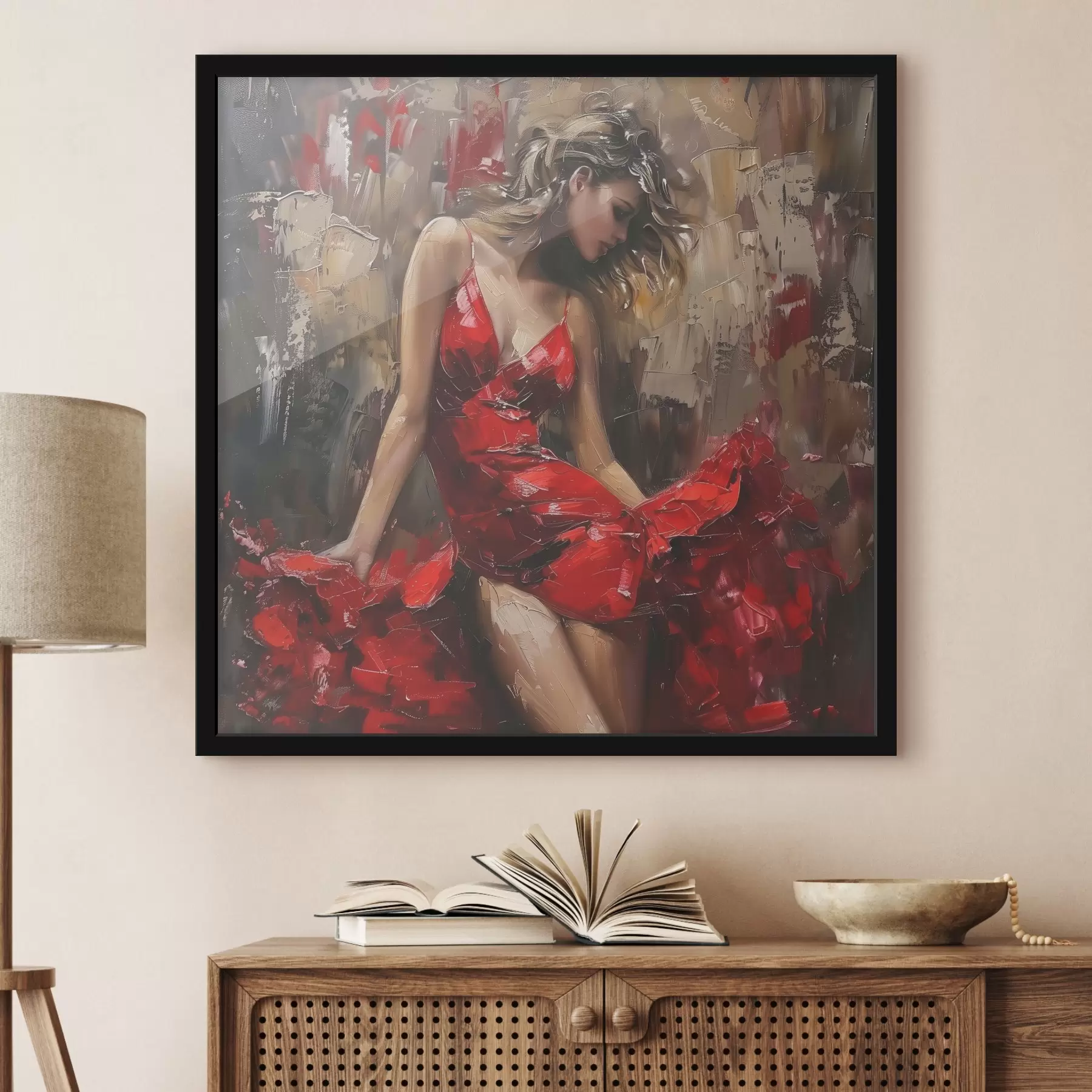 Fototapete Mädchen in einem roten Kleid f39874