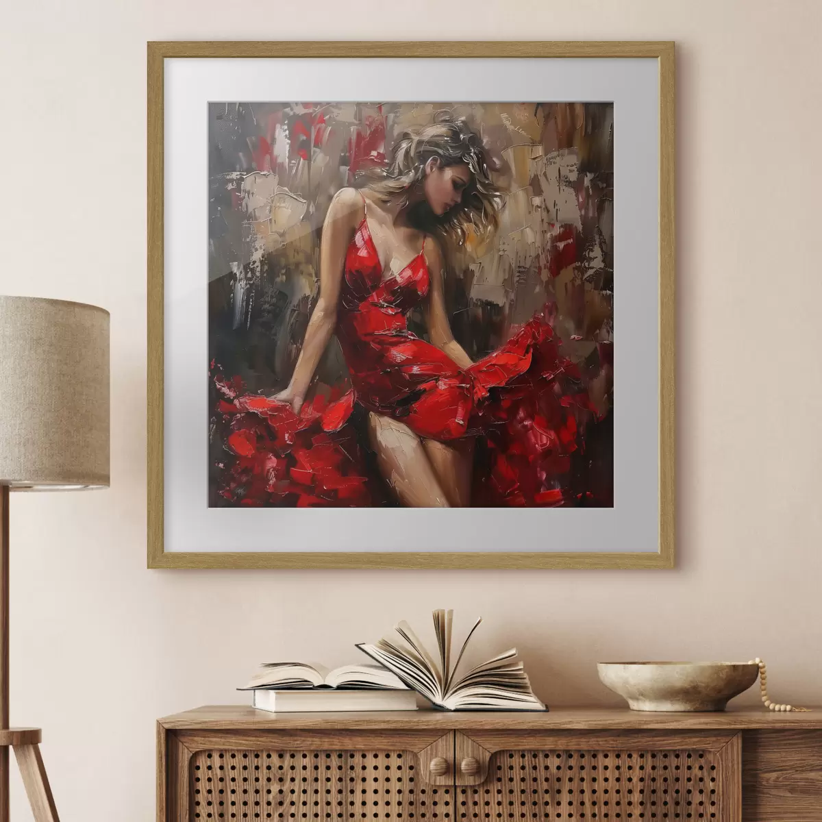 Poster Mädchen in einem roten Kleid f39874