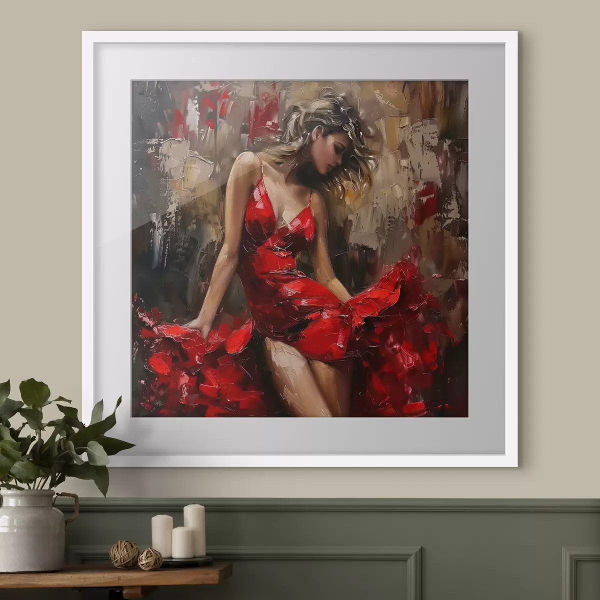 Poster Mädchen in einem roten Kleid f39874