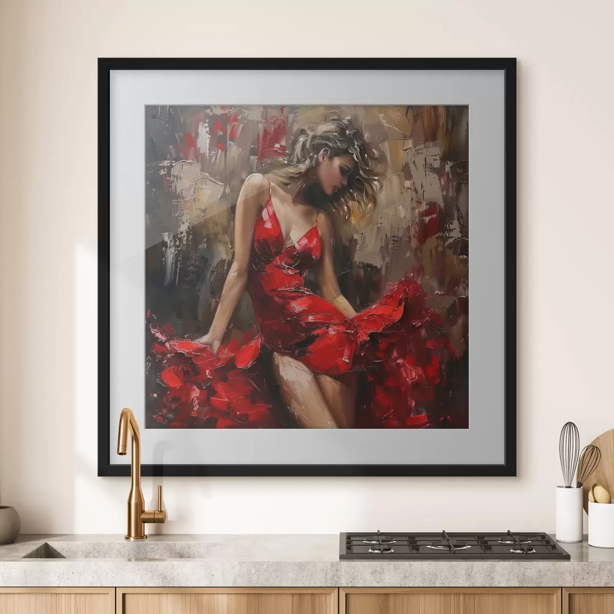 Poster Mädchen in einem roten Kleid f39874