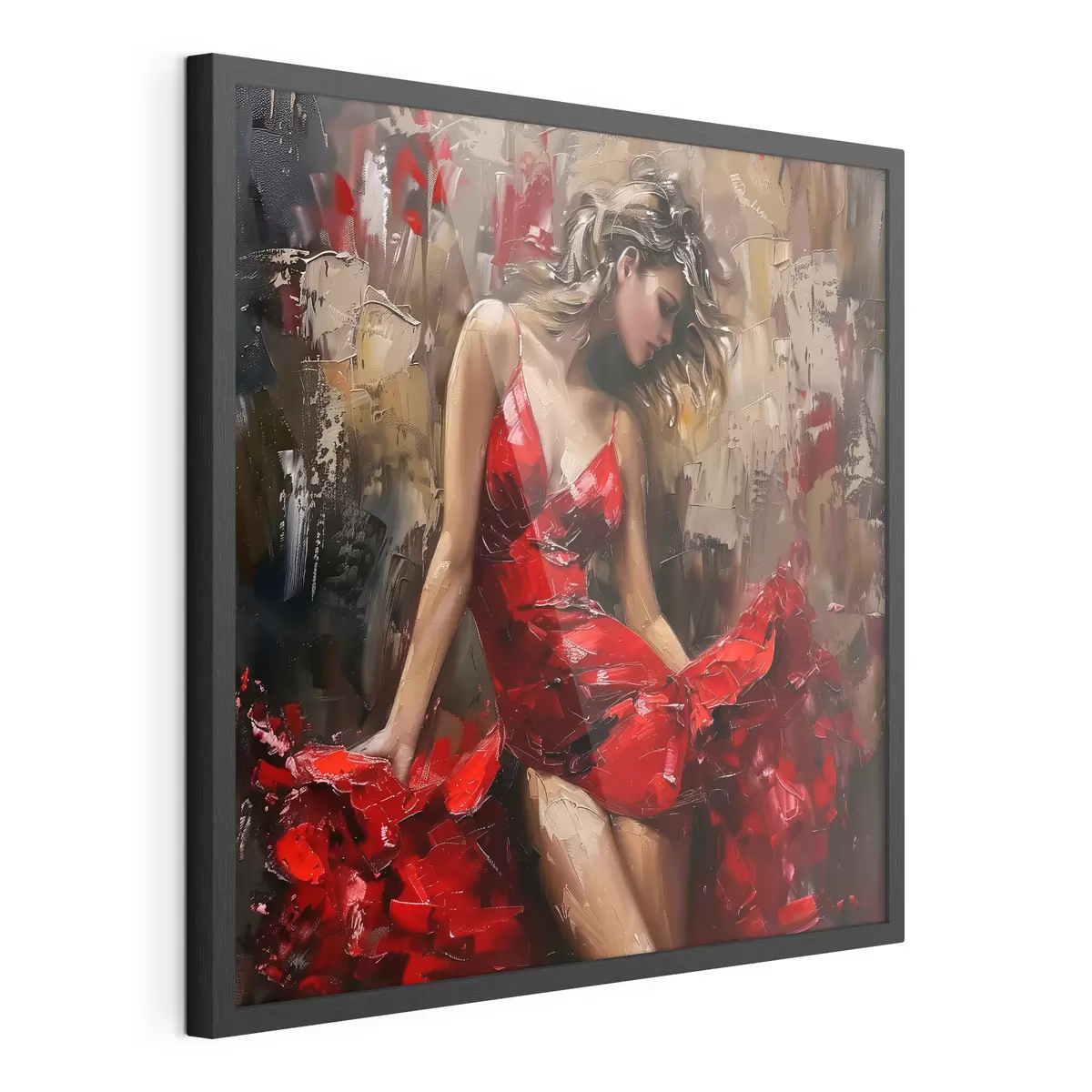 Poster Mädchen in einem roten Kleid f39874