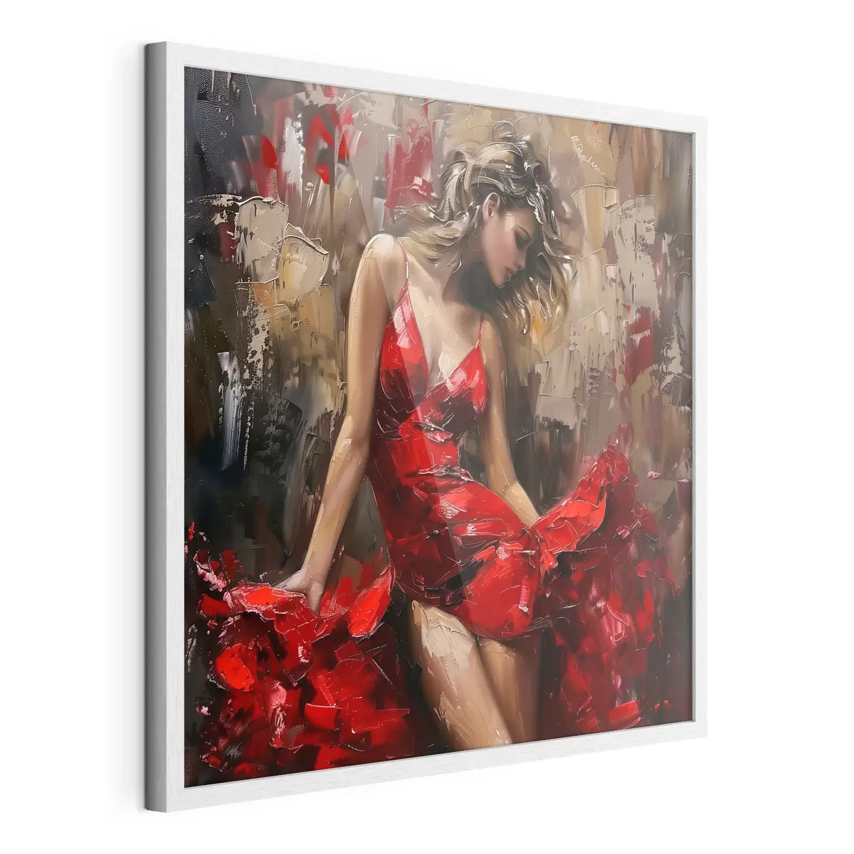 Poster Mädchen in einem roten Kleid f39874