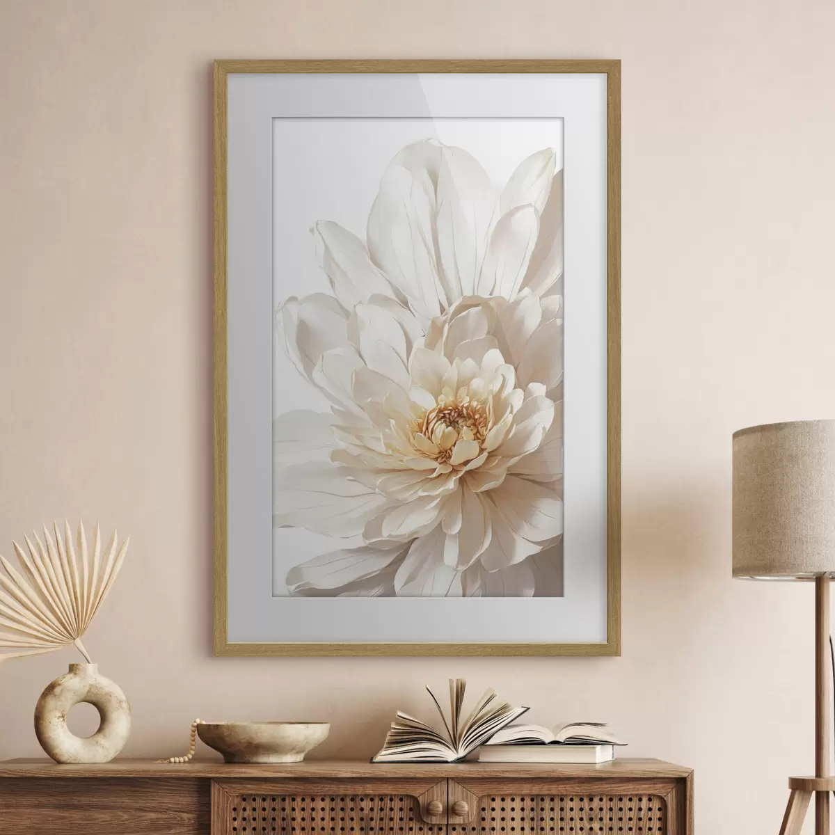 Poster Weiße Blume Nahaufnahme auf weißem Hintergrund f39857