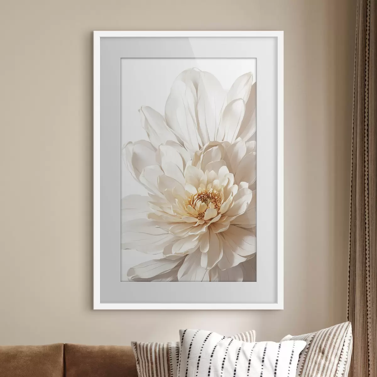 Poster Weiße Blume Nahaufnahme auf weißem Hintergrund f39857