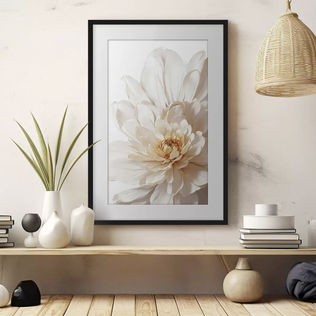 Poster Weiße Blume Nahaufnahme auf weißem Hintergrund f39857