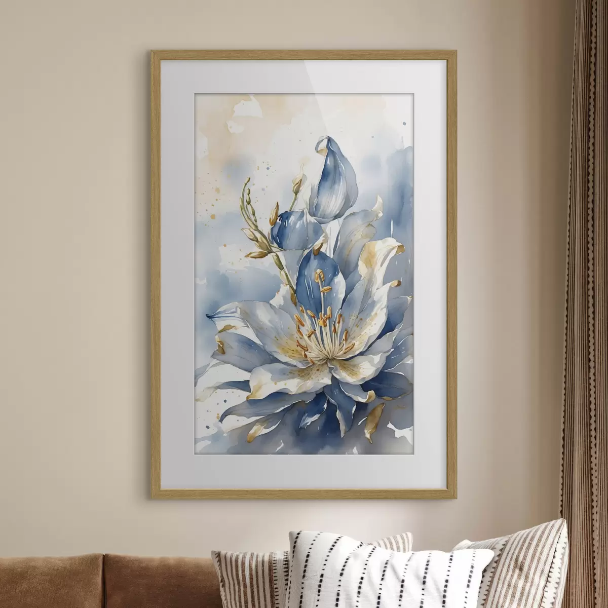 Poster Blaue Lilie mit Aquarell f39872