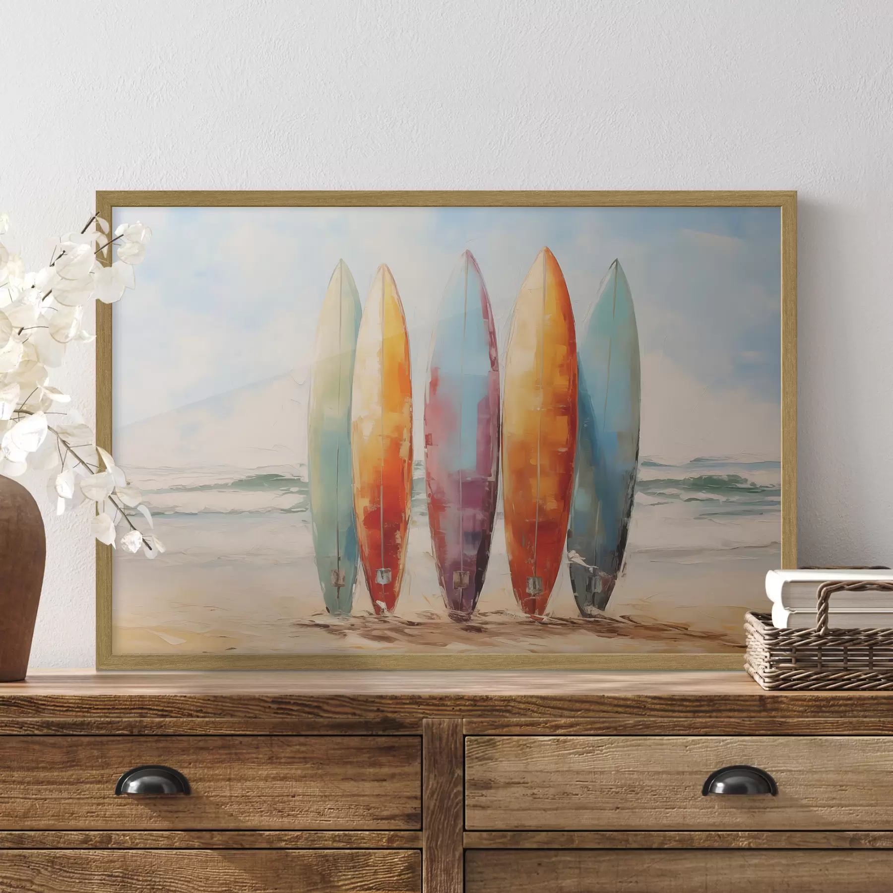 Fototapete Surfbretter am Strand malen f39938