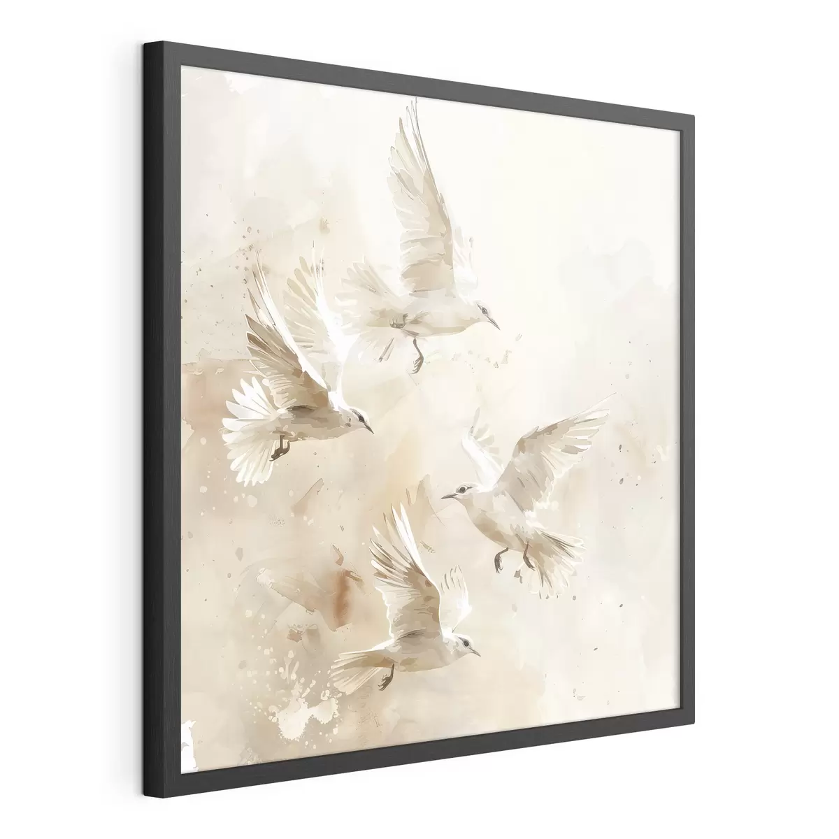 Poster Aquarell fliegende Vögel, zarte Pastellfarben, Abstraktion f39973