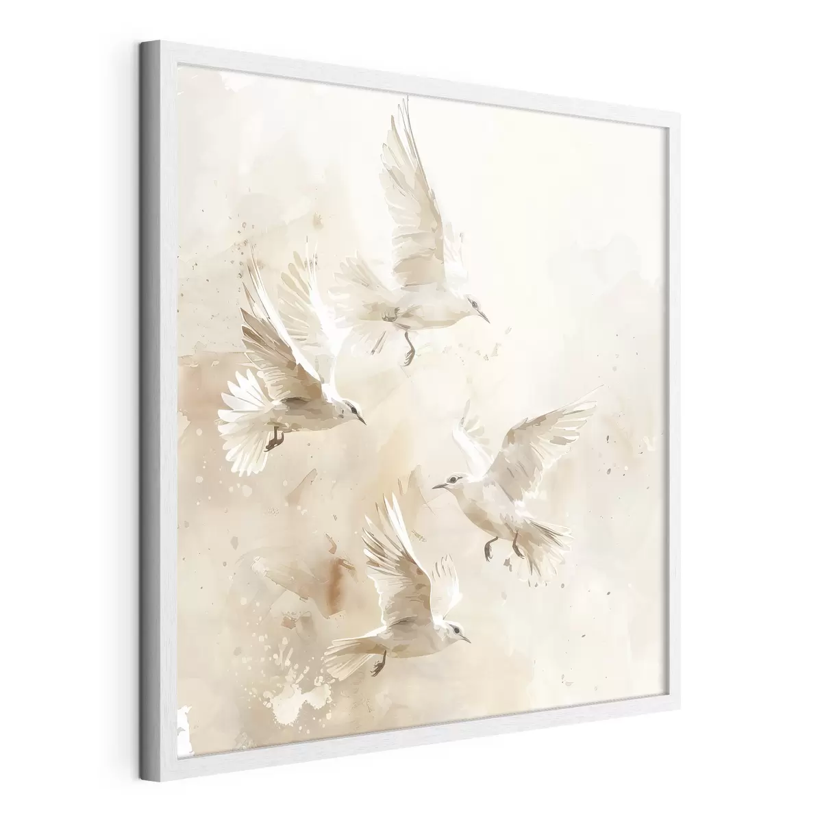 Poster Aquarell fliegende Vögel, zarte Pastellfarben, Abstraktion f39973