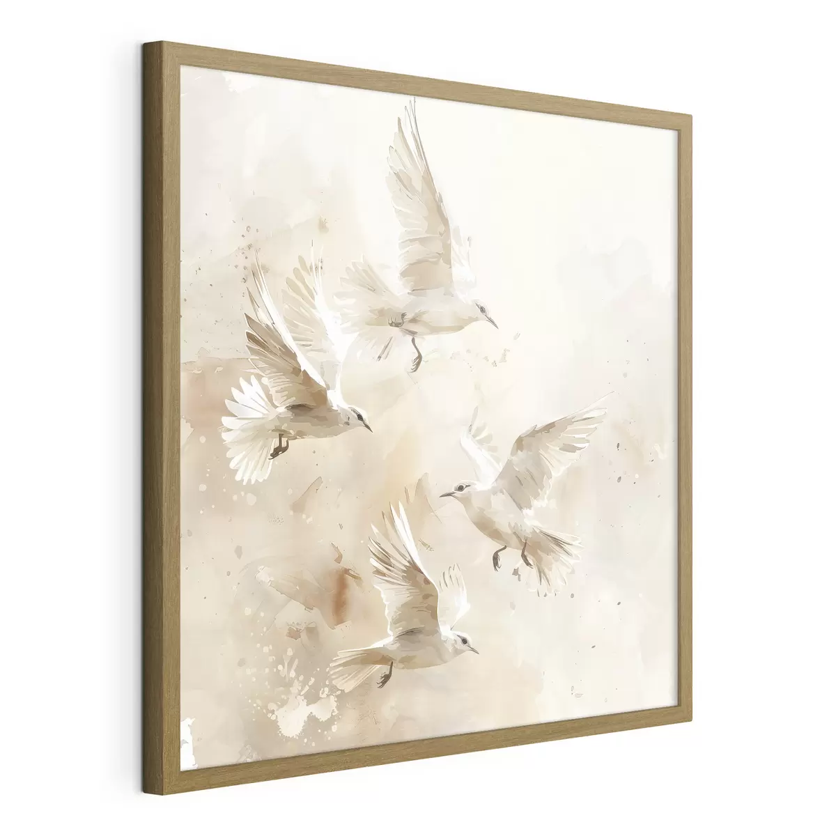 Poster Aquarell fliegende Vögel, zarte Pastellfarben, Abstraktion f39973