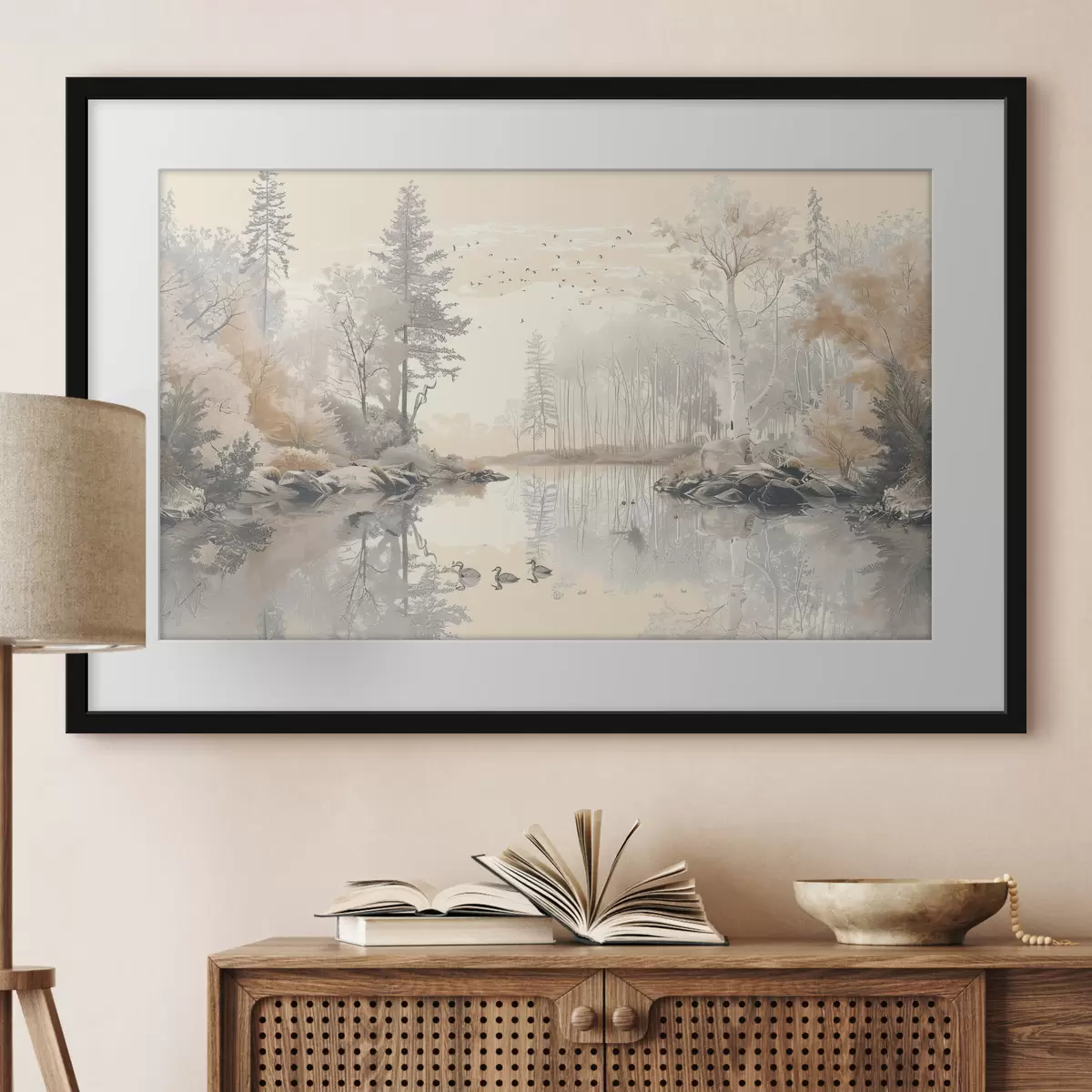 Poster Vögel auf dem stillen See f39980