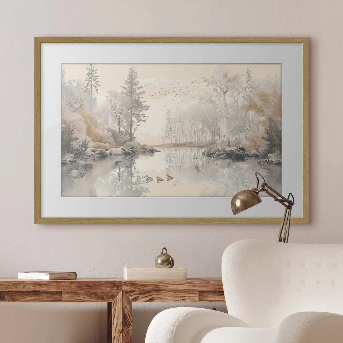 Poster Vögel auf dem stillen See f39980