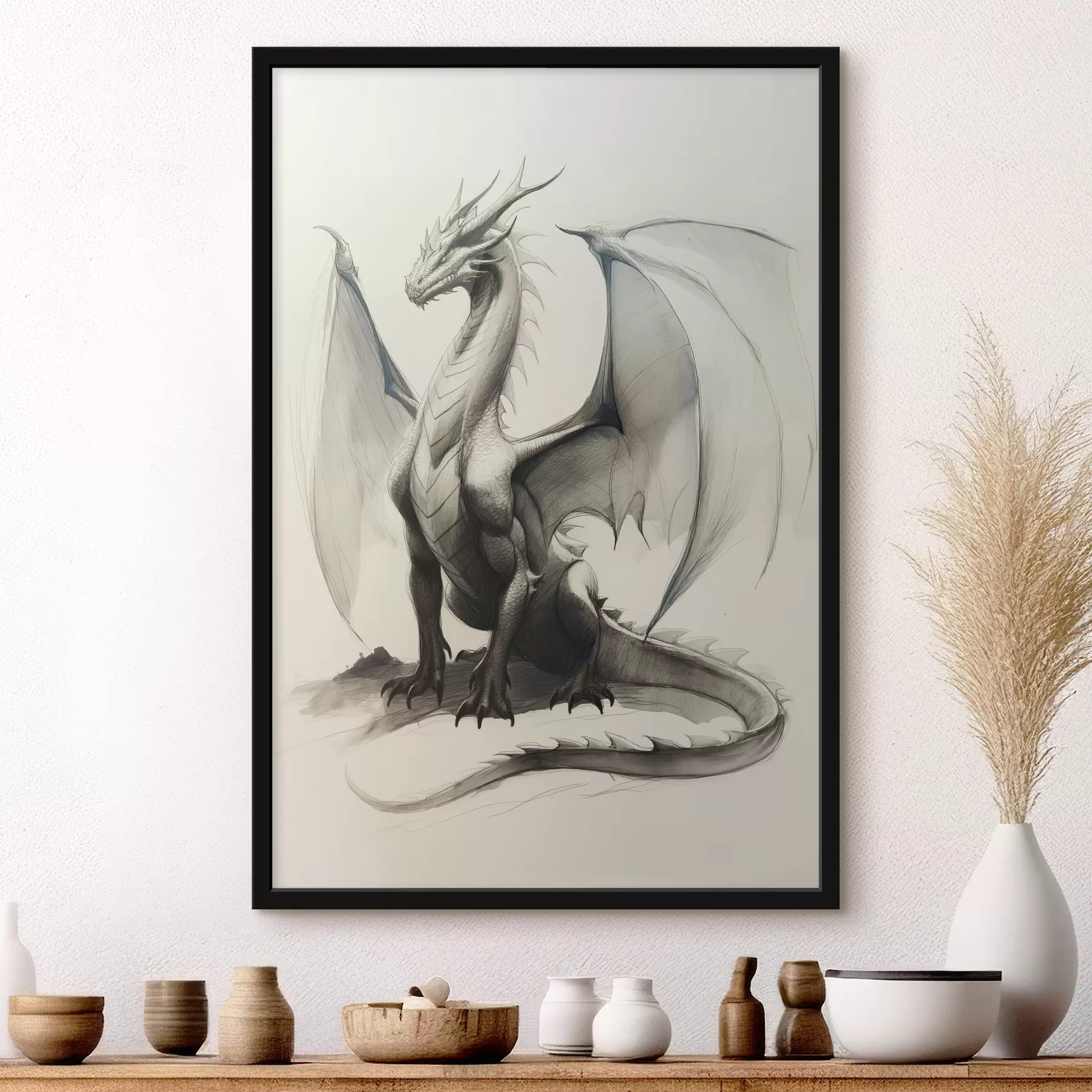 Fototapete Drache, Farben, Aquarell, Beige f40004