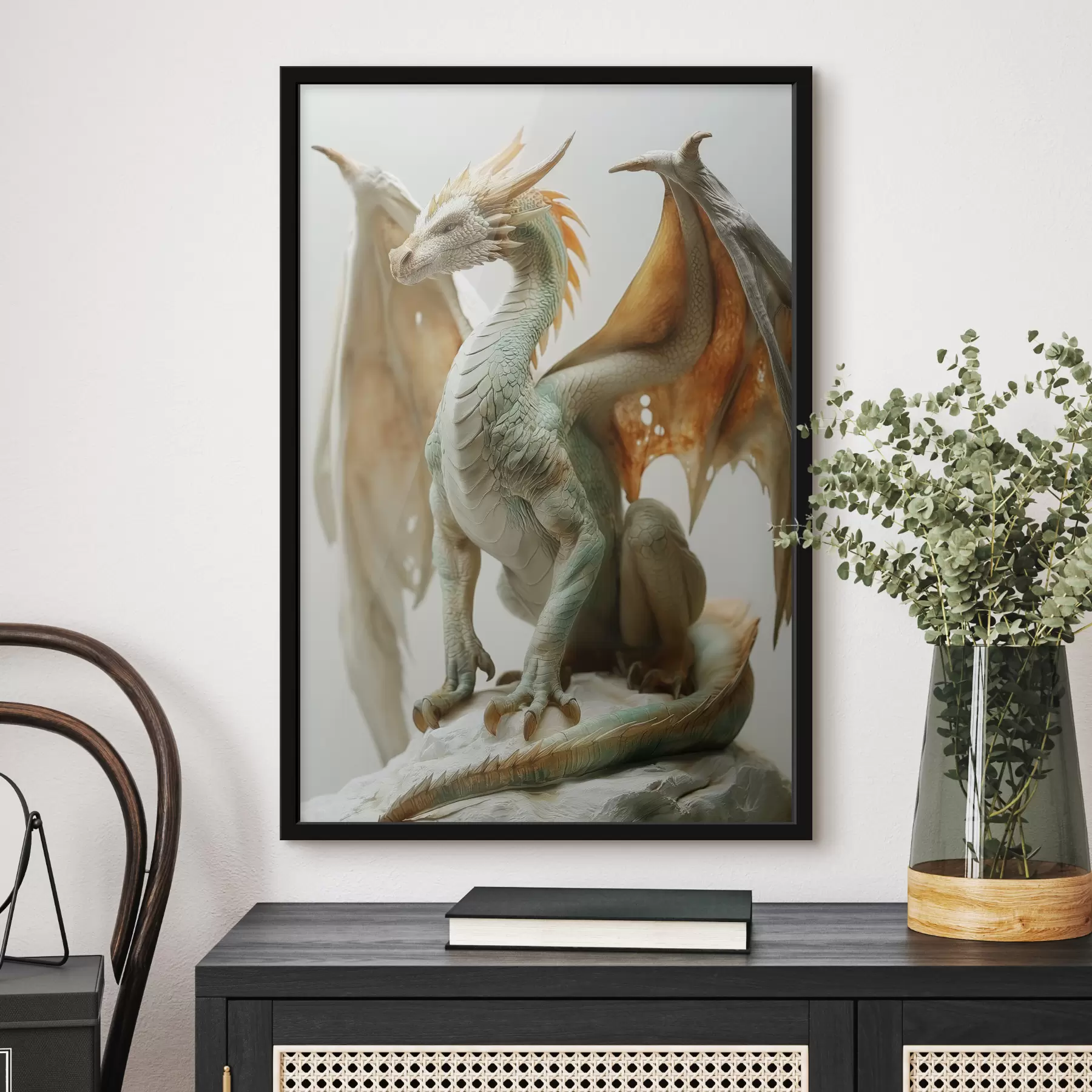 Fototapete Kotor Drache, weiß, gelb f40007