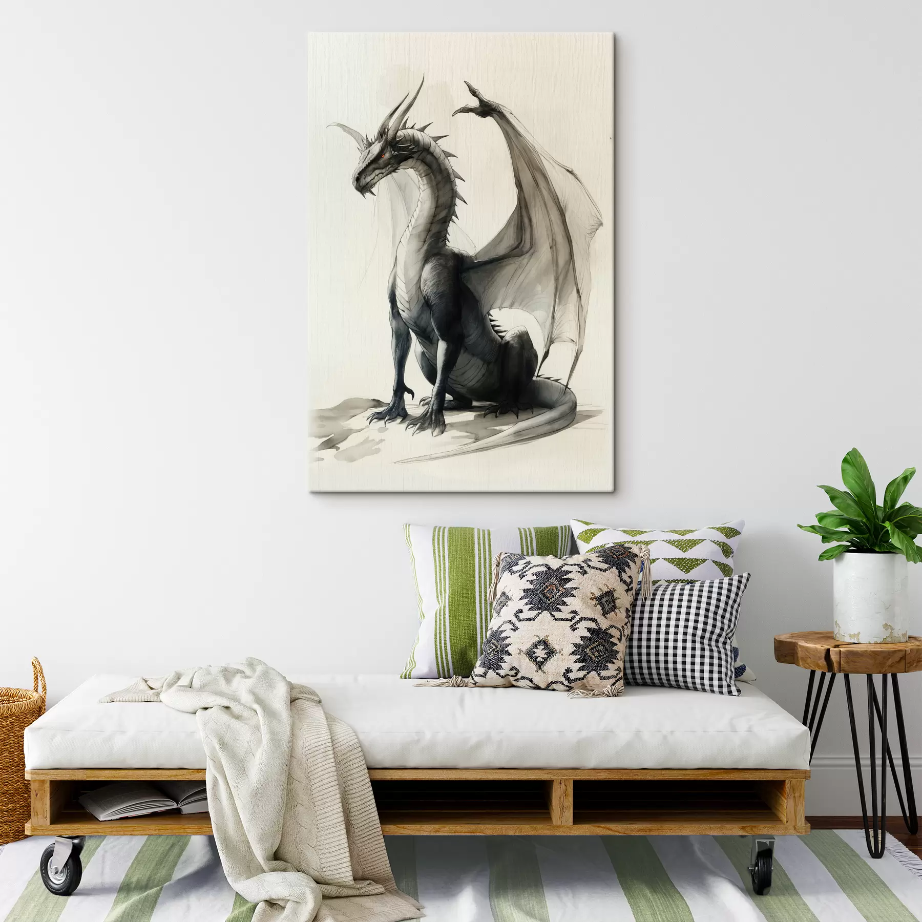 Fototapete Drache, Farben, Aquarell, Beige s40003