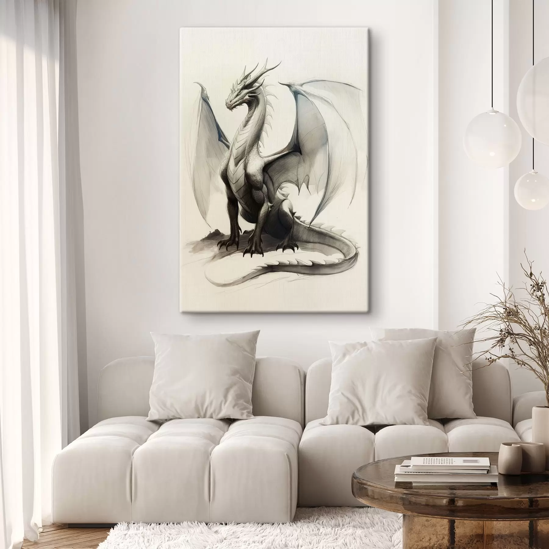 Fototapete Drache, Farben, Aquarell, Beige s40004